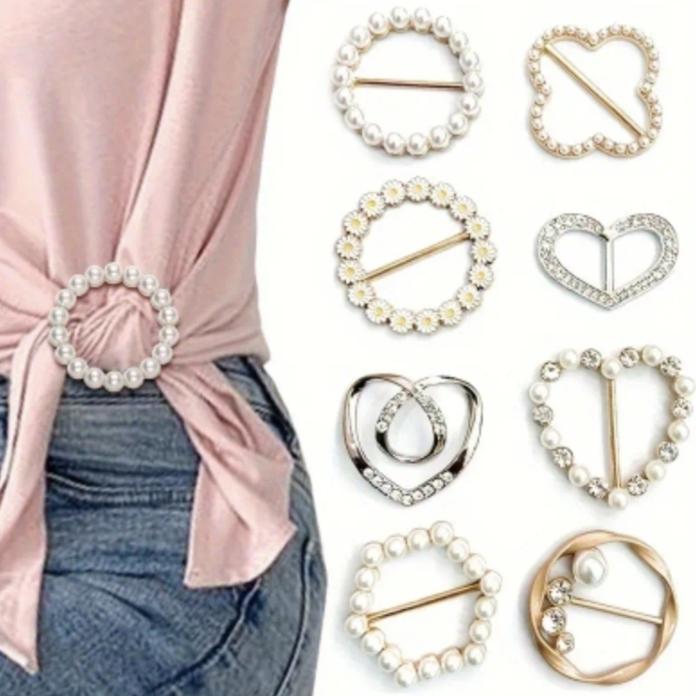8pcs Shirt Clips Knot Clip Ring Shirt Buckles - Scarf Clip Buckle - Picture 3 of 7
